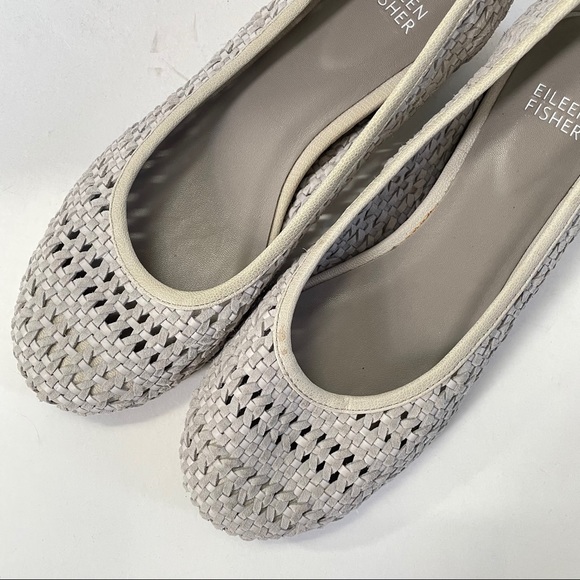 Eileen Fisher woven grey suede wedge flats Size 8